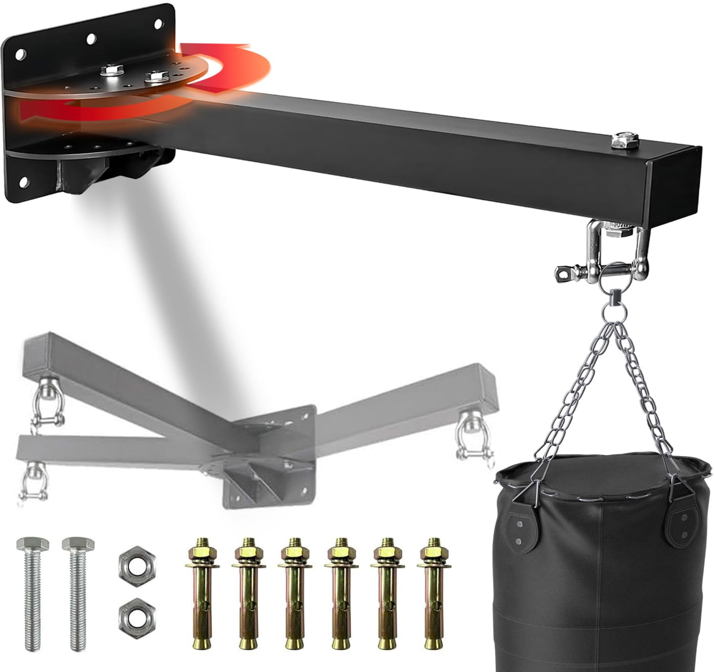 Senshi Japan Wall Mounted Punch Bag Bracket With Pull Up Bar, One piece design holds up to 500 KG, Outdoor Chin Up Bar Punch Bag Hanger For Outside &