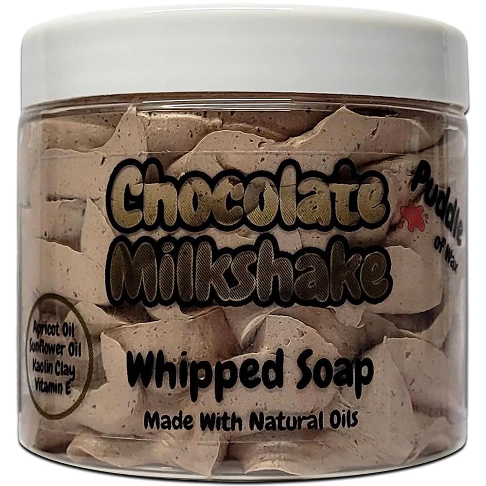 Chocolate Milkshake Whipped Soap Body Wash - 150g - Natural Oils & Kaolin Clay - Sweet Scent - Vegan Friendly - Puddle of Wax - Made in the UK