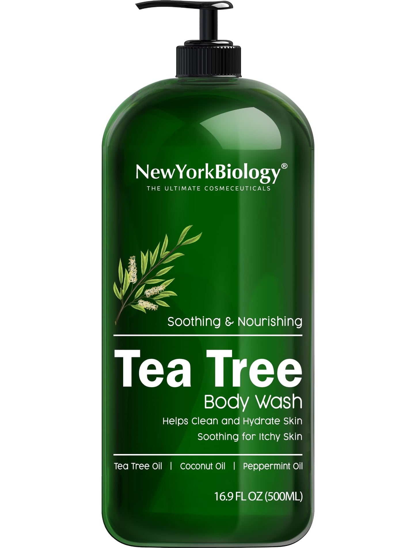 New York Biology Tea Tree Body Wash - Helps Nail Fungus, Athletes Foot, Ringworms, Jock Itch, Acne, Eczema & Body Odor, Soothes Itching & Promotes