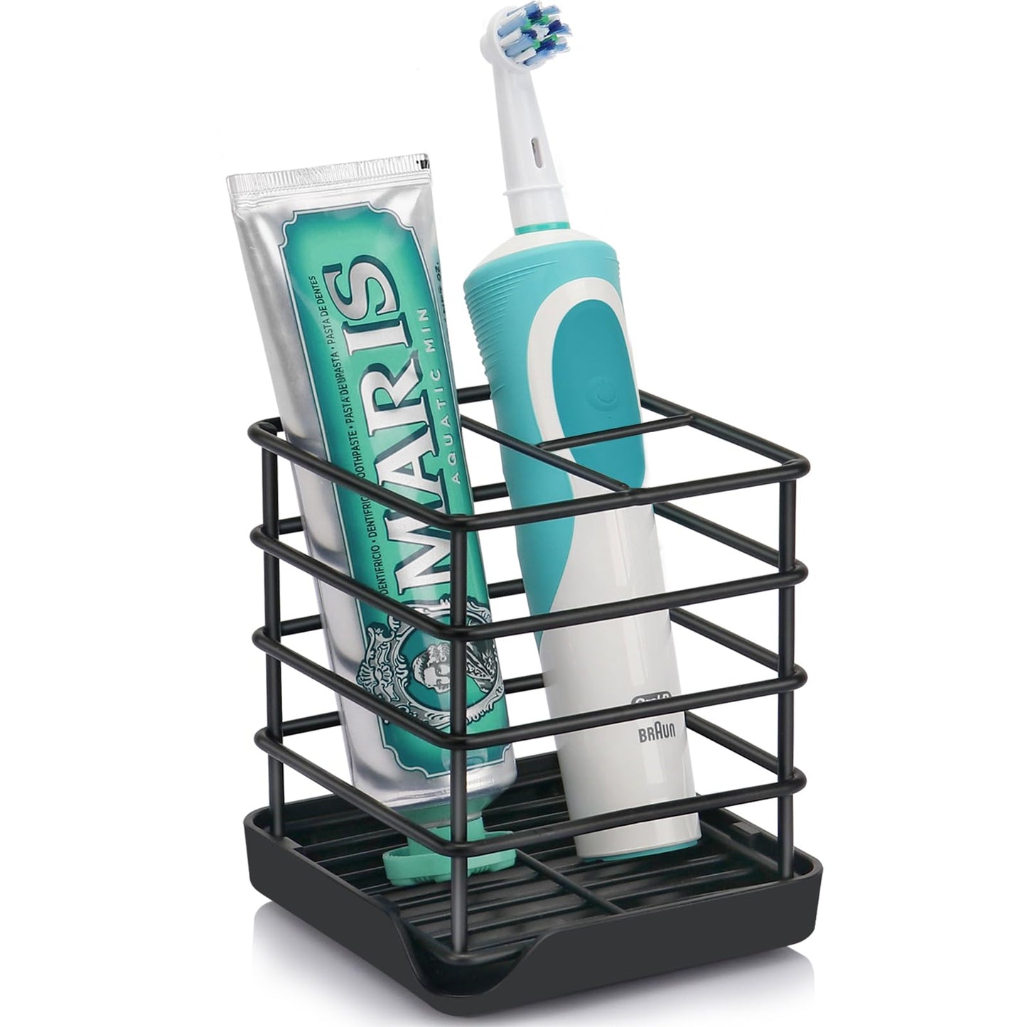 CHONLY Toothbrush Holder, Stainless Steel Toothbrush Holders for Bathroom,3 Slots Electric Toothbrush Holder, Black Bathroom Organizers, Bathroom