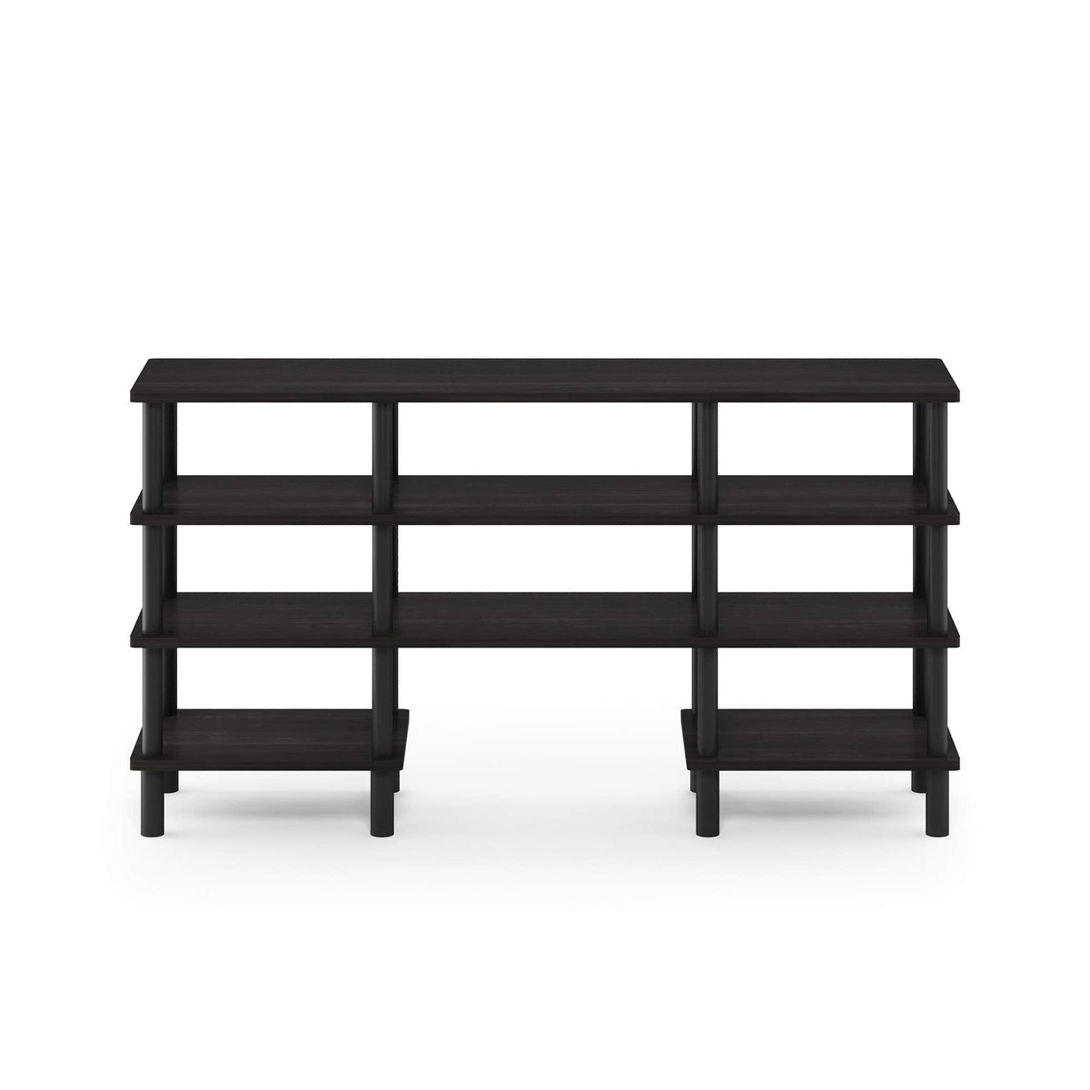 Furinno TURN-N-TUBE TV Stand, 4-Tier Multipurpose Wide Shelf Entertainment Center, TV Console for TV up to 55 Inch, for Living Room, Bedroom, Espresso