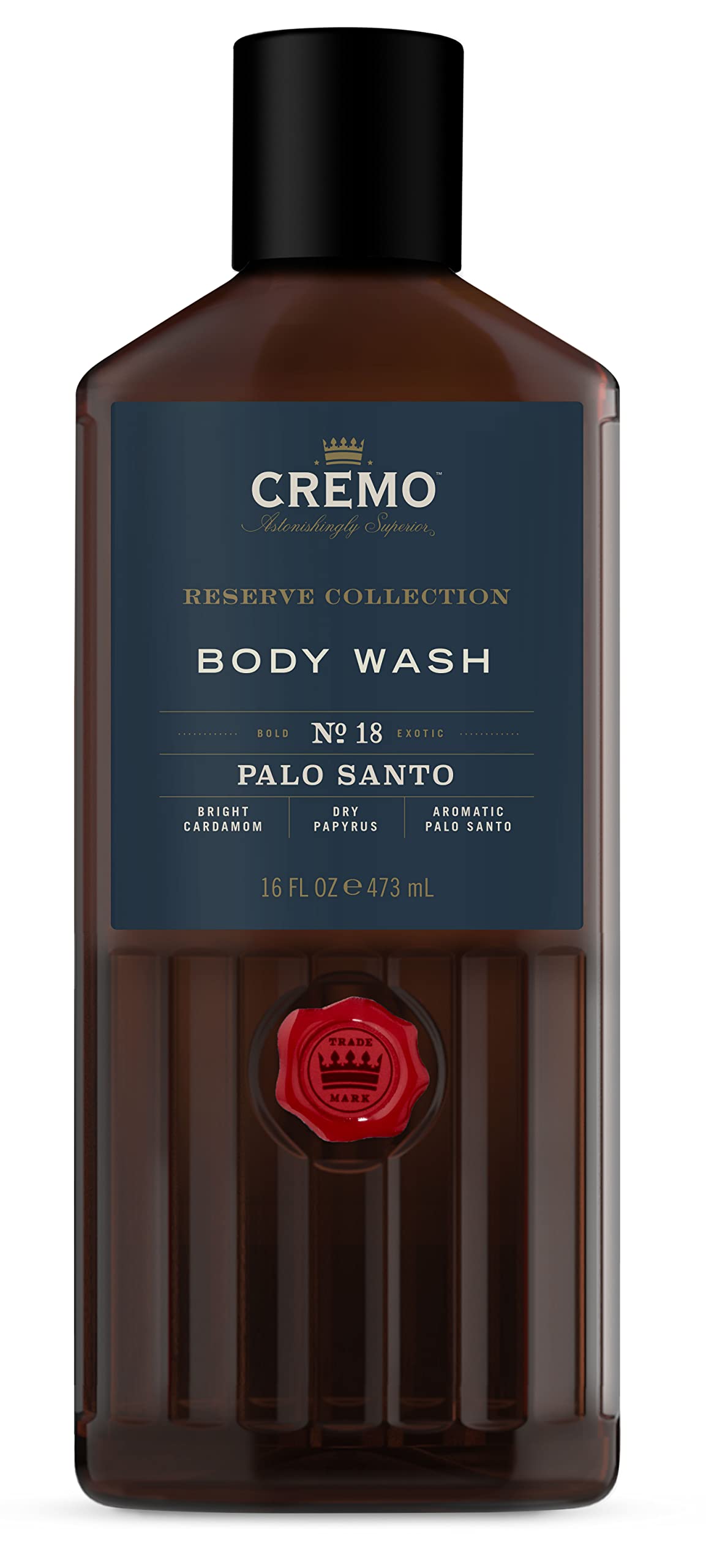 Cremo Reserve Collection Body Wash, Men's Shower Gel for Body Skin Care, Palo Santo Luxury Fragrance, 473 ml