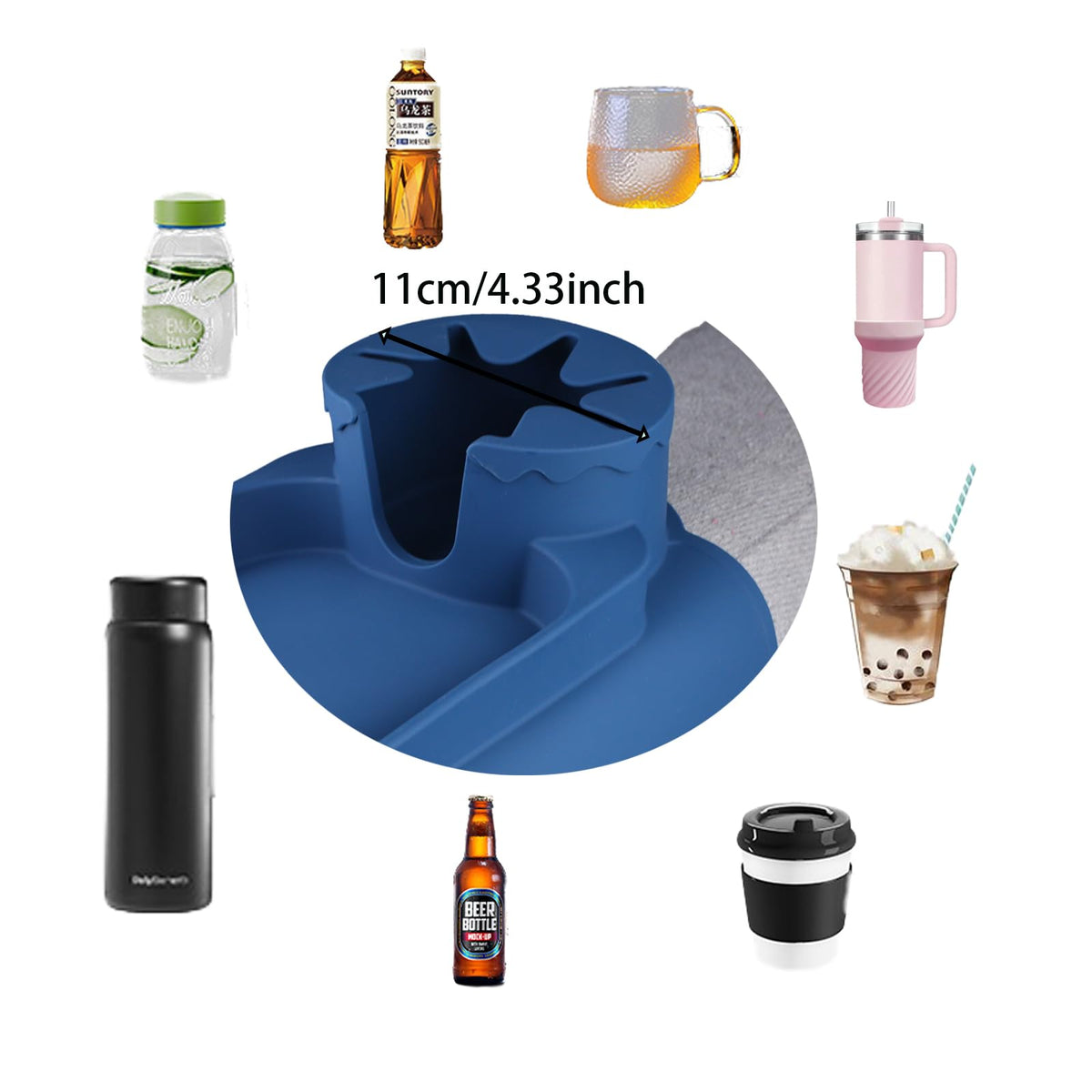 DLBTWDOYLS Silicone Sofa Cup Holder Tray, Non-slip Sofa Armrest Cup Holder with Side Pockets, Multi-functional Sofa Armrest Organiser
