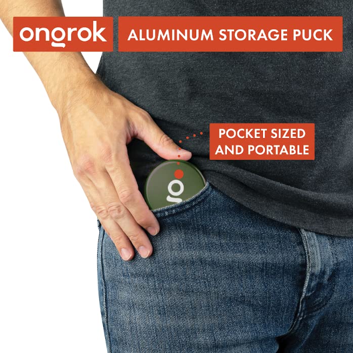 ONGROK Storage Puck - Green | Perfect Size Case to Store in Your Pocket | Aluminum Constrution, Airtight, Preserves Moisture Profile and Aroma