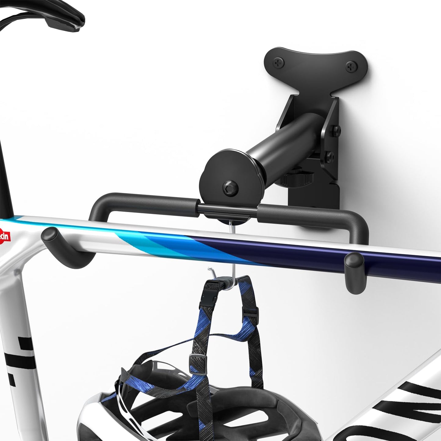 WELDUN Bike Wall Mount, Bicycle Holder, Foldable Bike Rack, Adjustable Distance, with Helmet Hook, Bike Storage Rack for Garage and Indoor