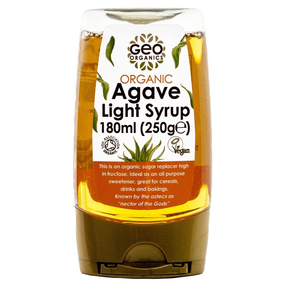 Geo Organics Light Agave Syrup 250g (Pack of 3) | Organic Natural Sweetener for Dishes & Beverages | Mild Flavor | No Additives or Preservatives |