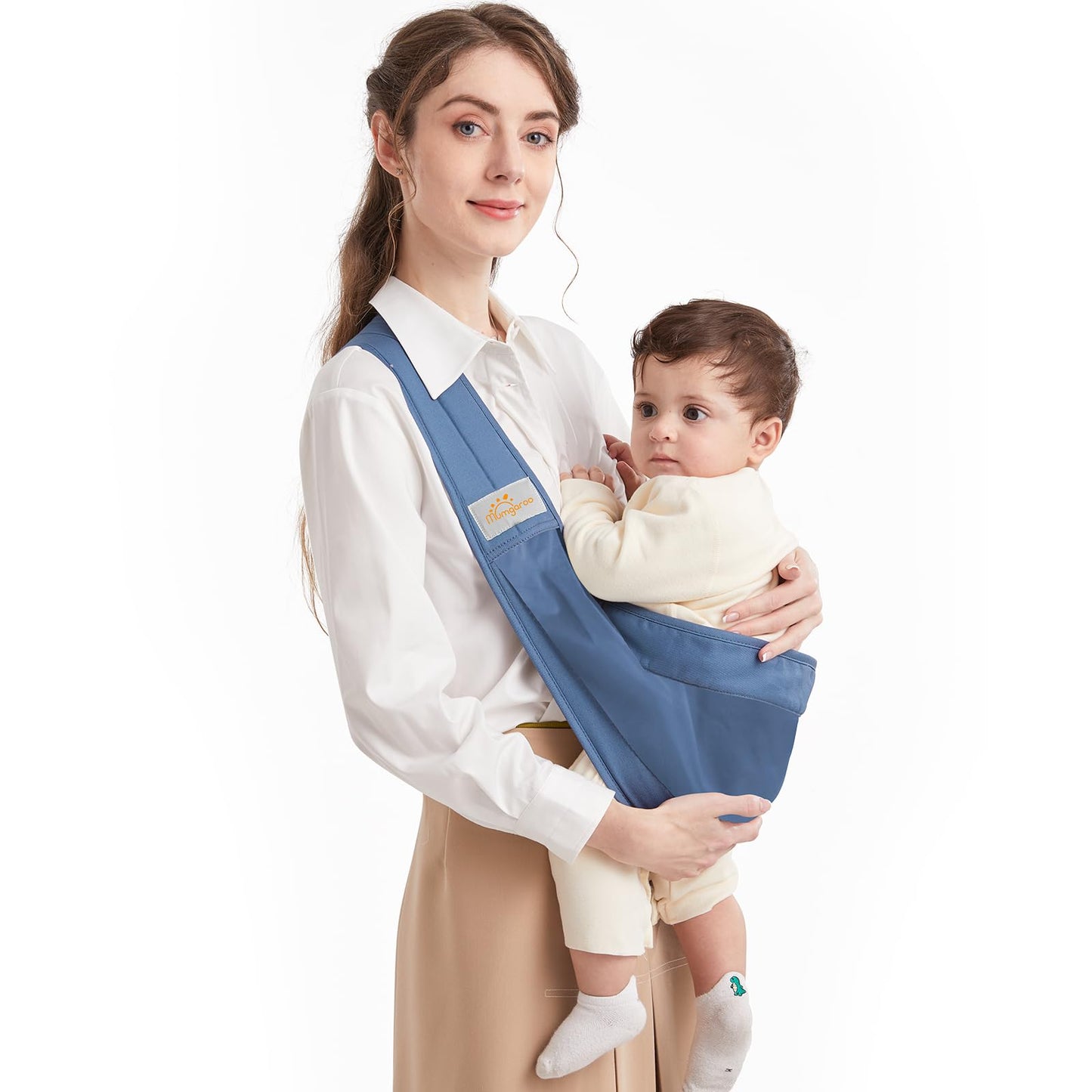 Mumgaroo Baby Sling, Adjustable Baby Carrier Sling, Breathable Toddler Carrier Sling with Thick Shoulder Straps for Newborn, Infant, Toddler, 0-36