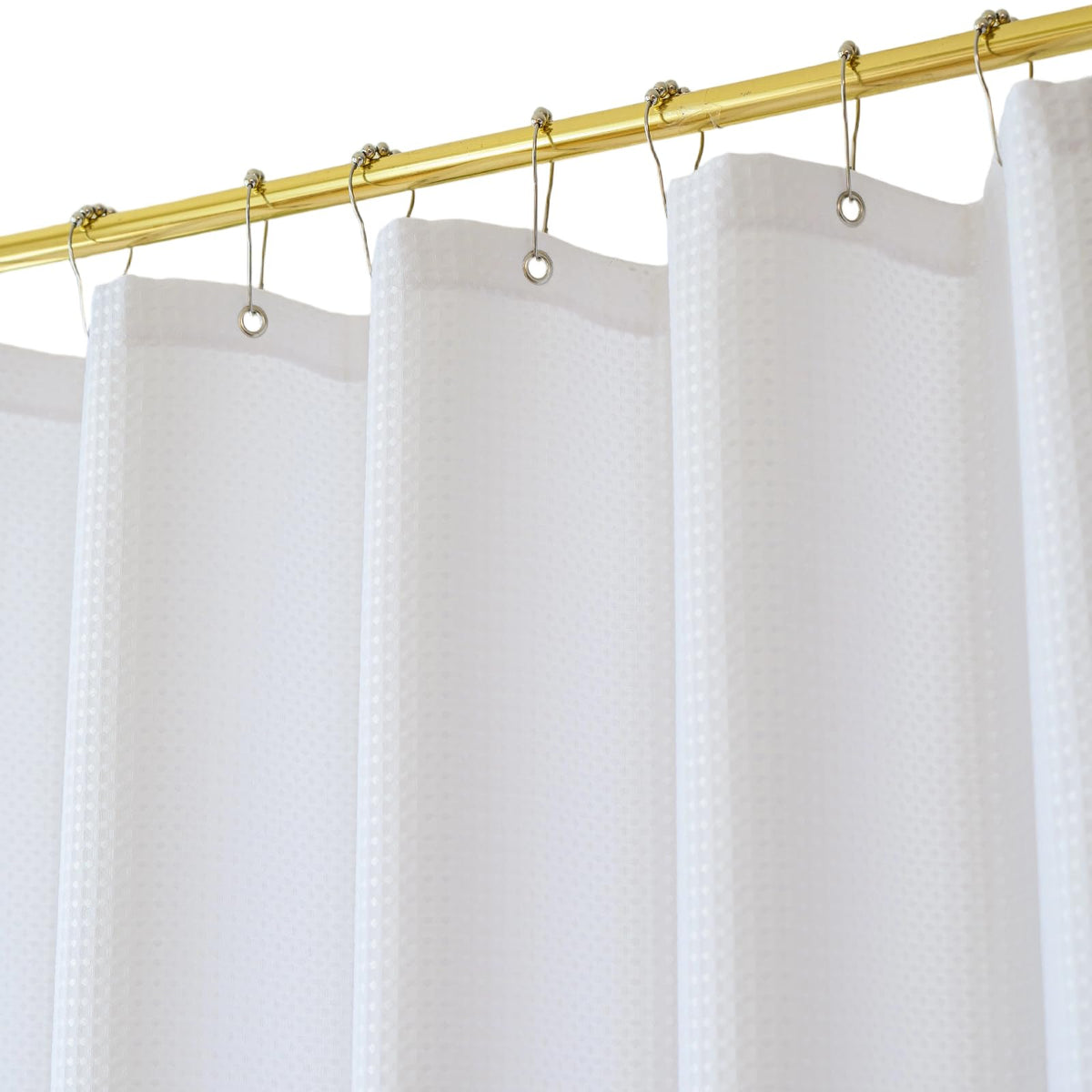 Yofori White Shower Curtain Waffle Fabric Bathroom Curtains Wet Room Shower Curtains Sets with Hooks Bathtub Bath Decor Accessories, 183x183cm