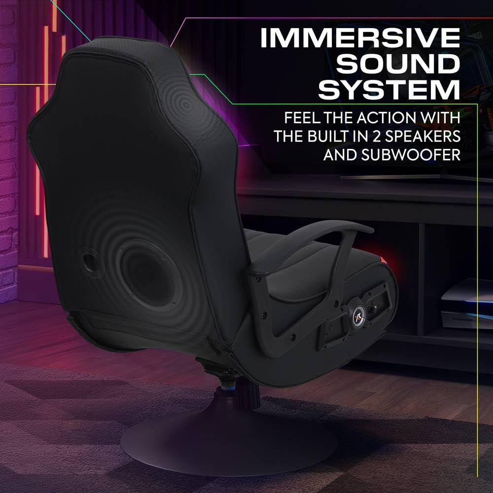X-Rocker Aries RGB 2.1 Pedestal, Stereo Audio Gaming Chair - Neo Motion™ Sync App Controlled LED Lights, Immersive Sound, Folding