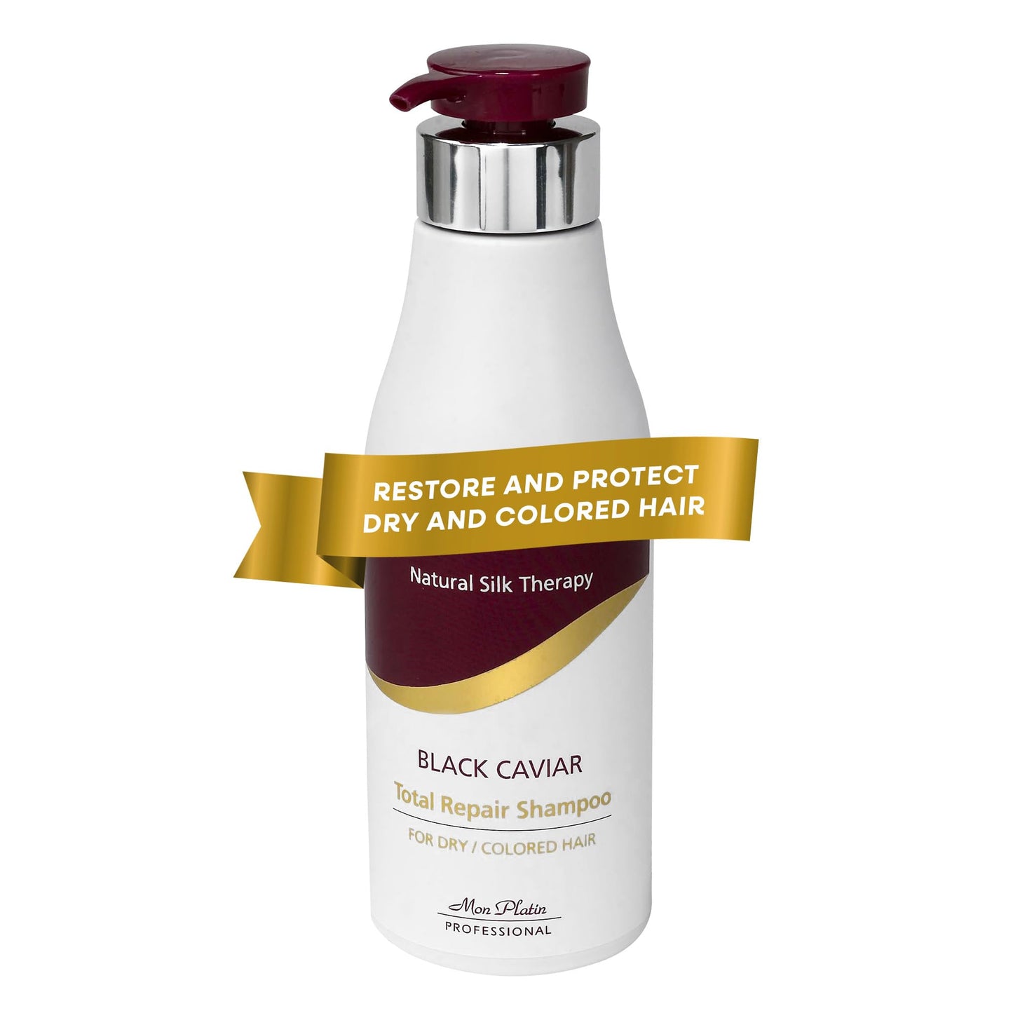 Mon Platin Total Repair Shampoo for Dry and Damaged Hair, Paraben-Free, Color Safe Shampoo for Enhanced Shine and Protection, Enriched with Black