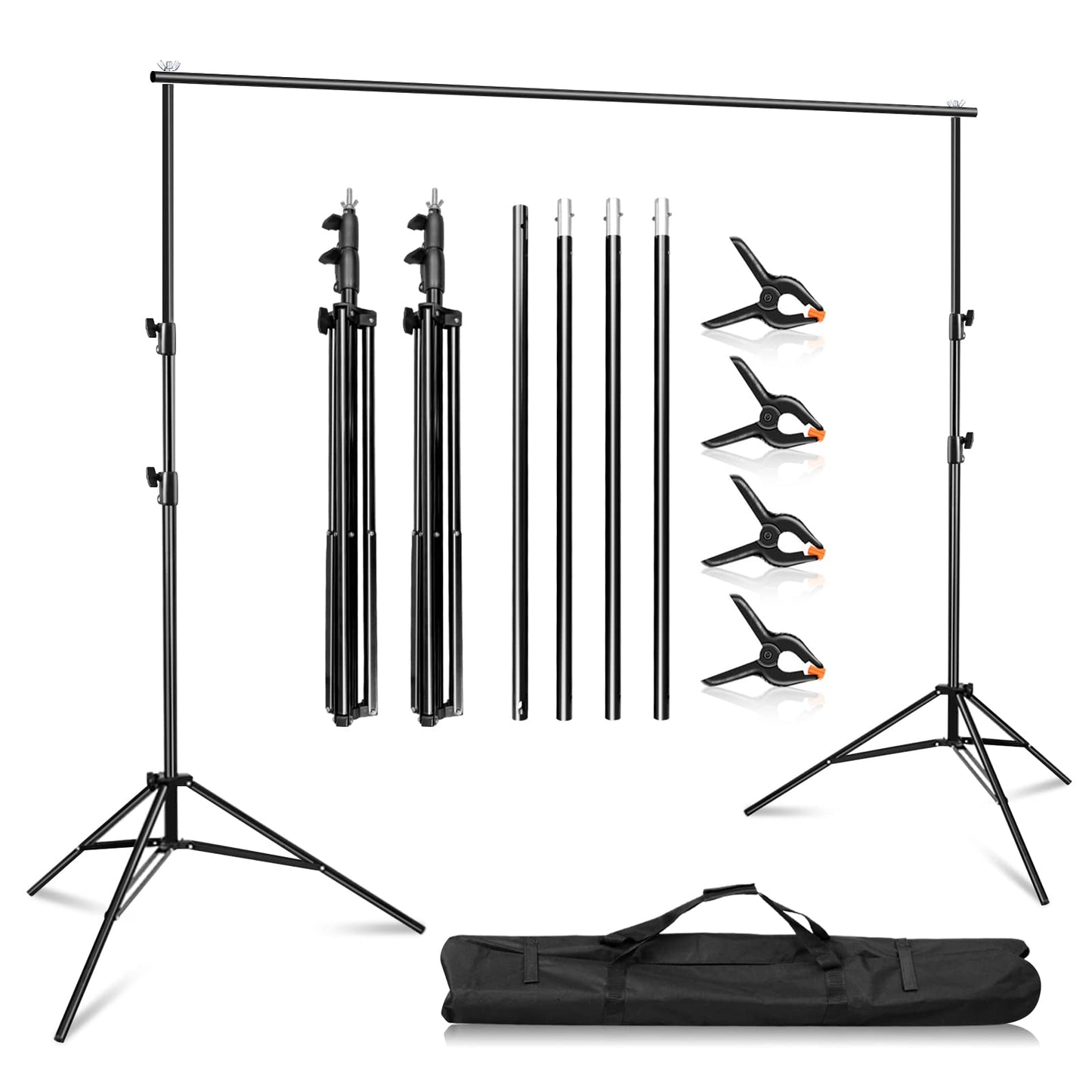 MSKIRA Photography Backdrop Stand Adjustable Background Support System Kit Backdrop Frame with Carry Bag for Photo Studio Video Birthday Wedding Party