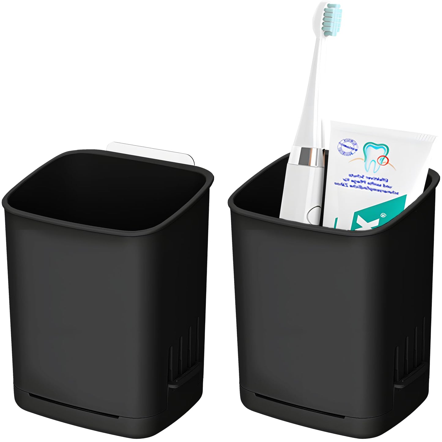 2 Packs Wall Mounted Toothbrush Holders, Self Adhesive Bathroom Toothbrush Wall Holder for Electric Toothbrush, Toothpaste, Razor,Shower Item (Black?