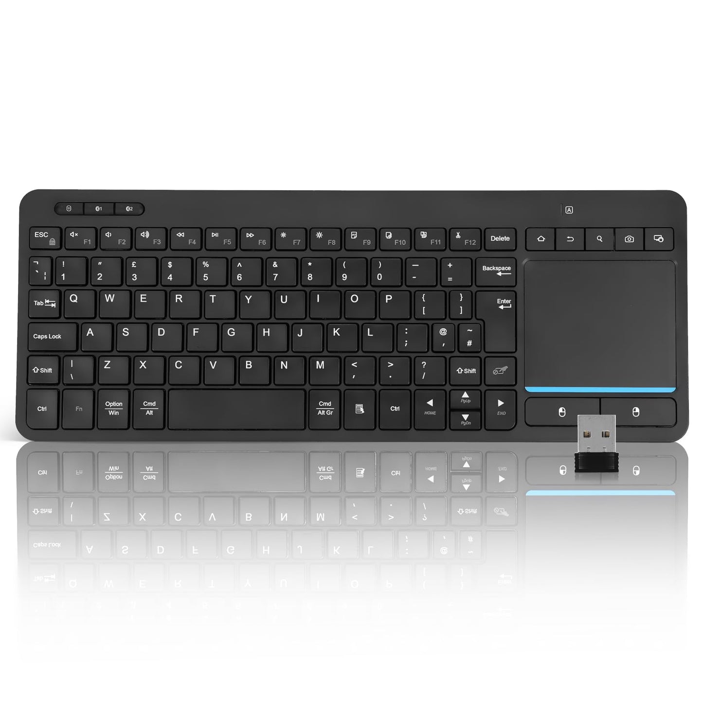 Bnnwa Multi-Device Wireless Bluetooth Keyboard with Touchpad-Wireless Keyboard with Multi-Touch Big Size Trackpad,Support 3 Devices for PC,Windows,