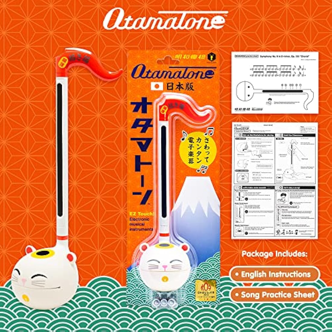 Otamatone Manekineko Japanese Electronic Musical Instrument, Portable Touch Sensitive Digital Music Instruments Synthesizer, Fun Kids Teens Adults Birthday Christmas Toy Song Game Stuff