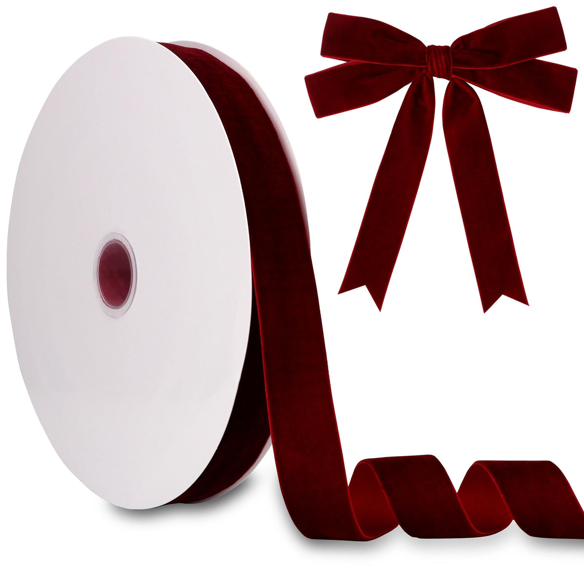 1 Inch 25mm Velvet Ribbon 30 Yards Manjonzic Single Side Flocked Christmas Ribbon Roll for Gift Wrapping, Bouquets, Tree Bows, Holiday & Party