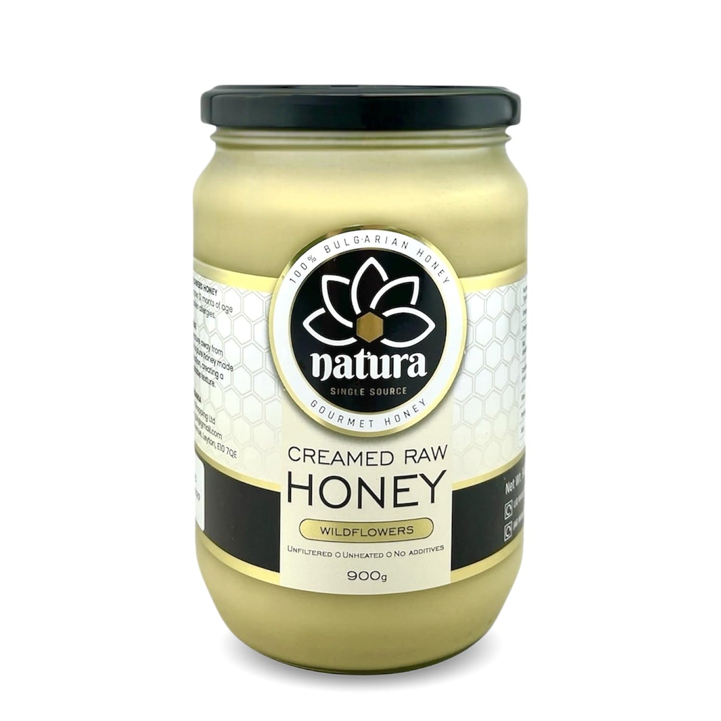 natura Honey Creamed Honey Wildflowers Single Source from Srebarna Biosphere Region ? 100% Pure, Unpasteurized in Glass Jar 900g