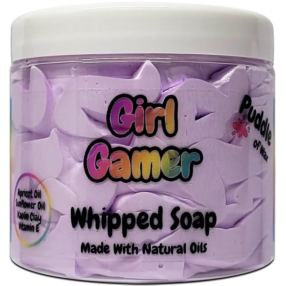 Girl Gamer Whipped Soap Body Wash - 150g - Natural Oils & Kaolin Clay - Sweet & Fruity Scent - Vegan Friendly - Puddle of Wax - Made in the UK