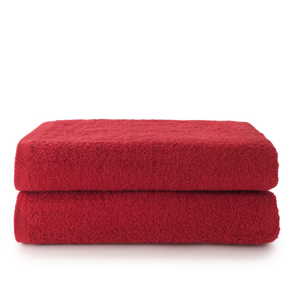 Top Towels - Plus - Large Bath Towels - Bath Towels - 2 Bath Towels - 70 x 140 cm - 100% Cotton - Garnet