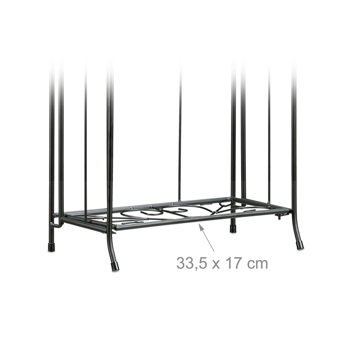 Relaxdays Metal Flower Stand with 2 Tiers, for Potted Plants, Balcony Decor, Outdoor, Freestanding, 64.5 x 33.5 x 18cm, Black