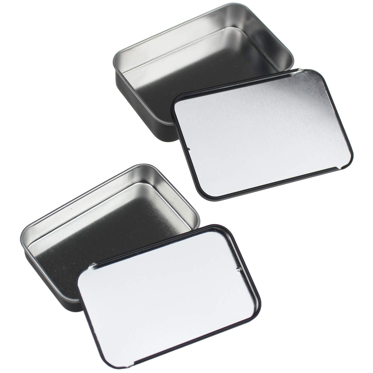 Goodma 24-Pack Rectangular Metal Slide Top Tin Containers, Black