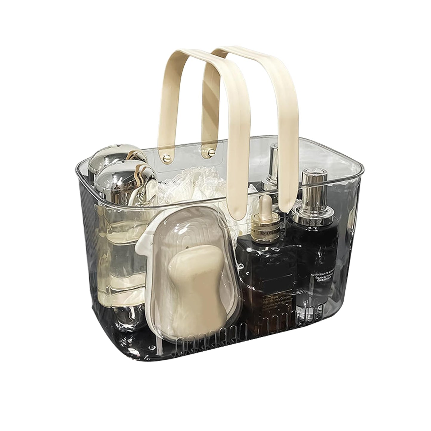 Balakaka 5.8L Storage Basket with Handle Portable Shower Basket with Drain Hole, Cosmetic Shampoo Storage Basket, Cream Style
