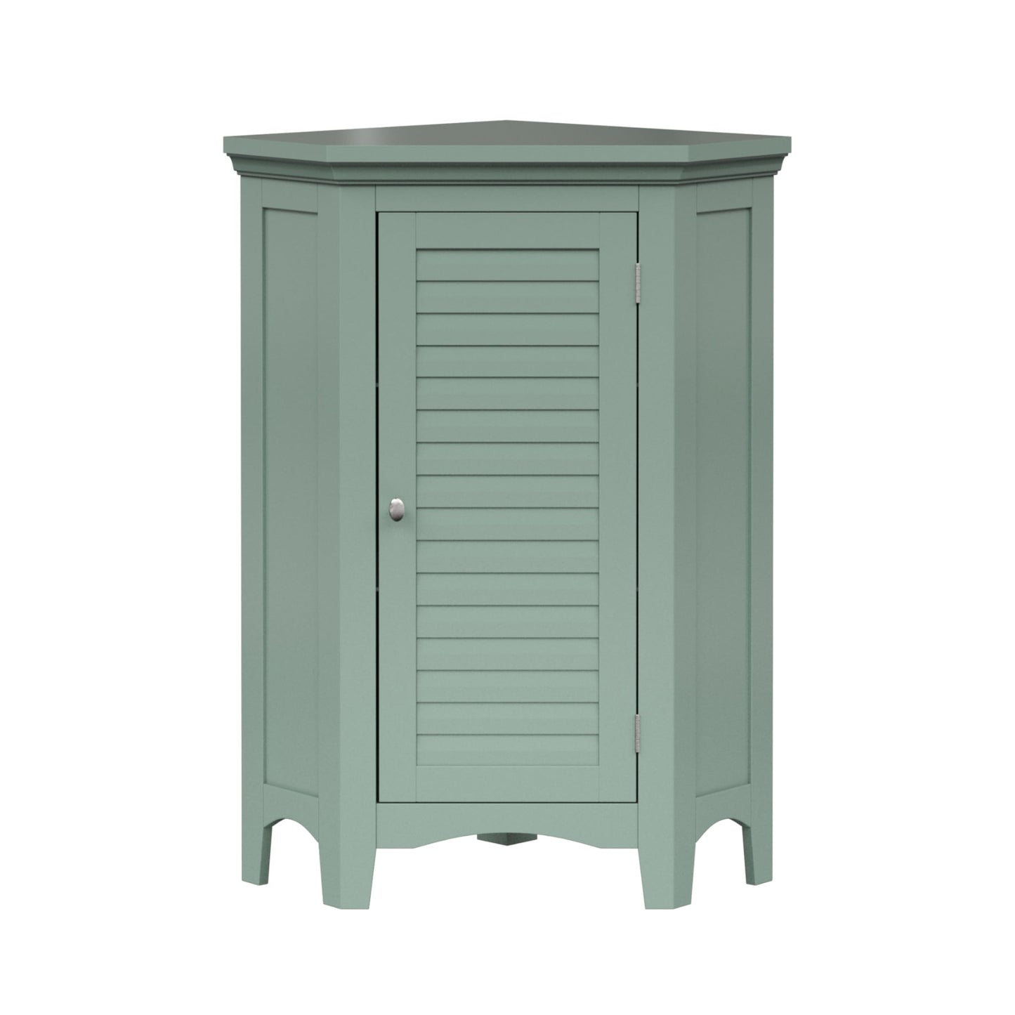 Teamson Home Glancy Freestanding Corner Floor Cabinet with Faux Louvered Door, Sage Green