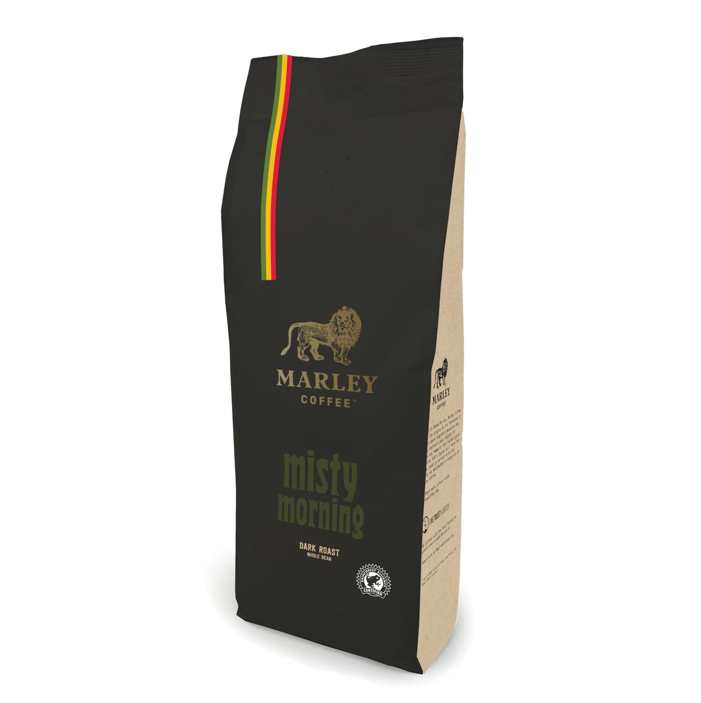 Marley Coffee Strong Dark Roast Espresso Coffee Beans 1kg - Misty Morning Blend - From The Marley Family - Rainforest Alliance Certified - For All