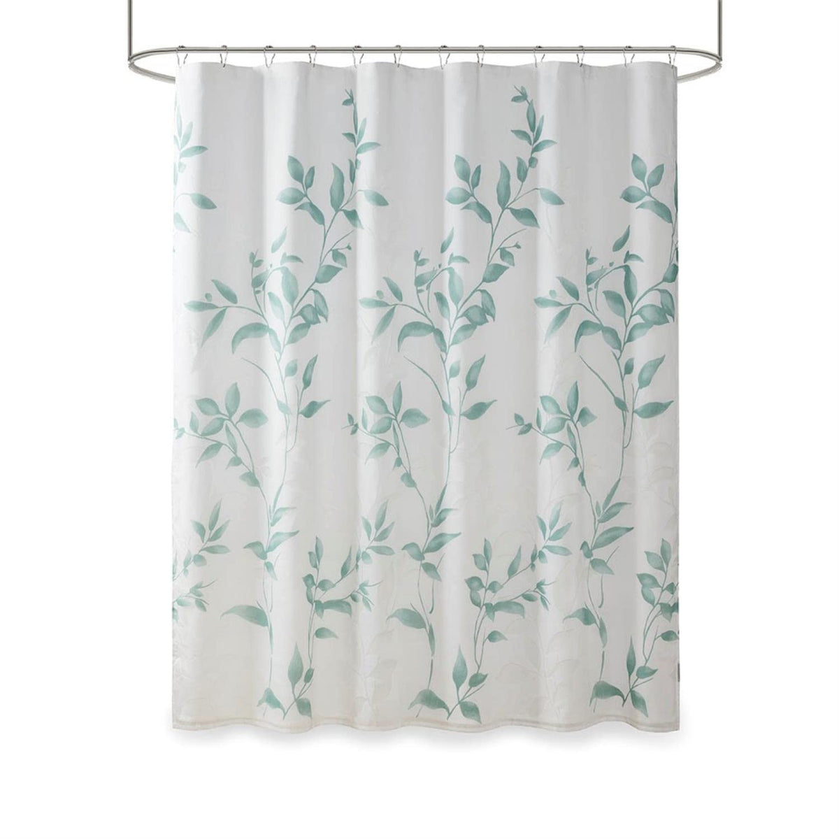 Madison Park Cecily Shower Curtain, Luxurious Botanical Leaf Print, Modern Serene Bathroom D?cor, Machine Washable Bath Privacy Screen, 72x72, Seafoam