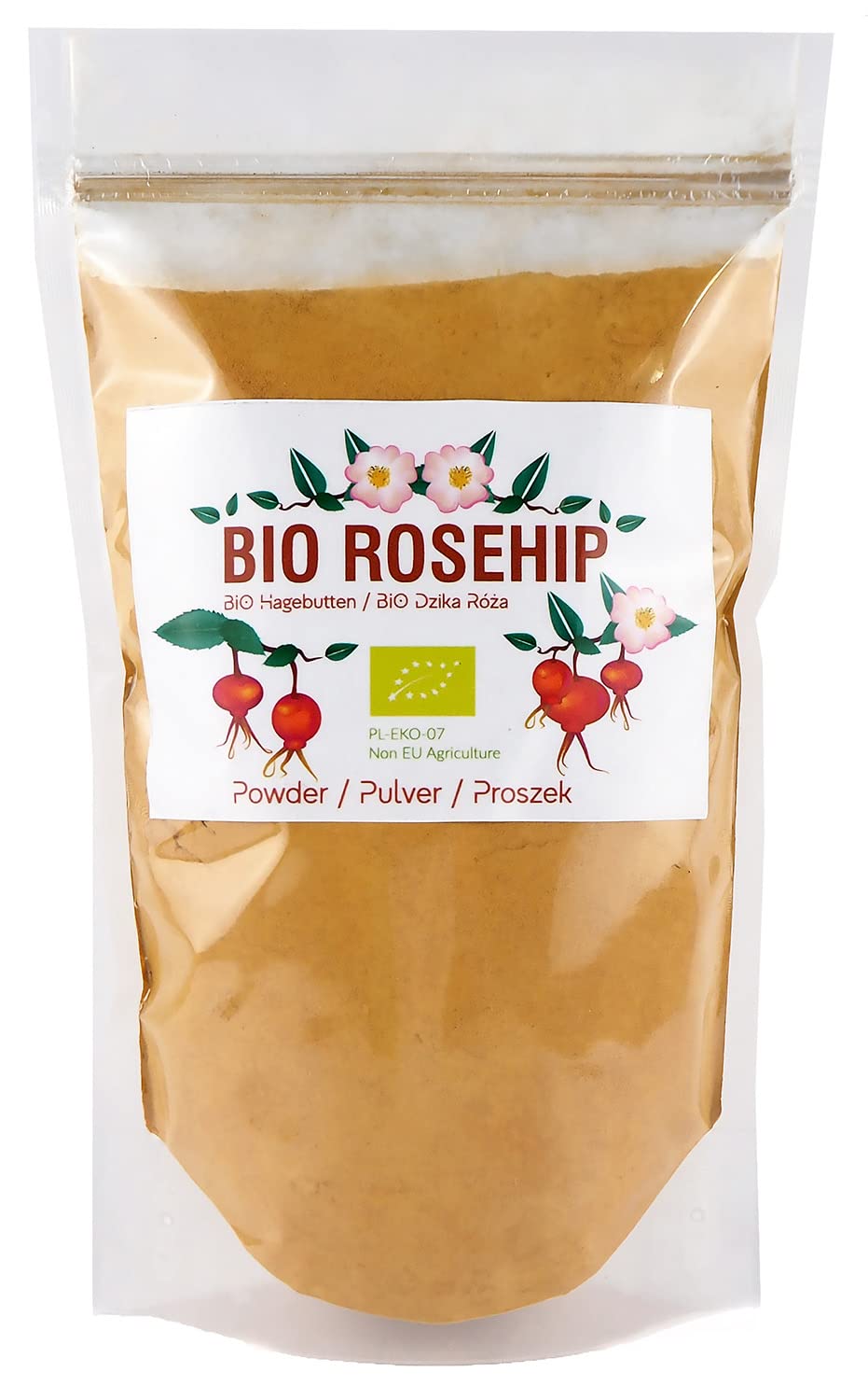 Rosehips powder, Organic, Bio Rosehips powder, From whole fruit, Rosa canina, 900g