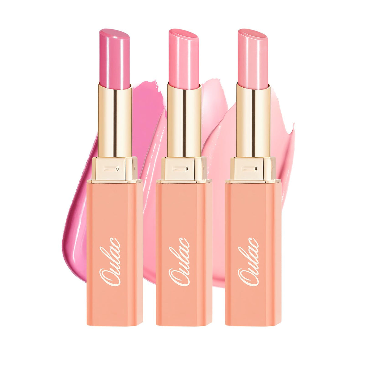 Oulac Pink Lipsticks Set - Moisturizing Lipsticks for Dry Lips, Medium Coverage | Glossy Finish, Juicy Look, Vegan 07/20/22