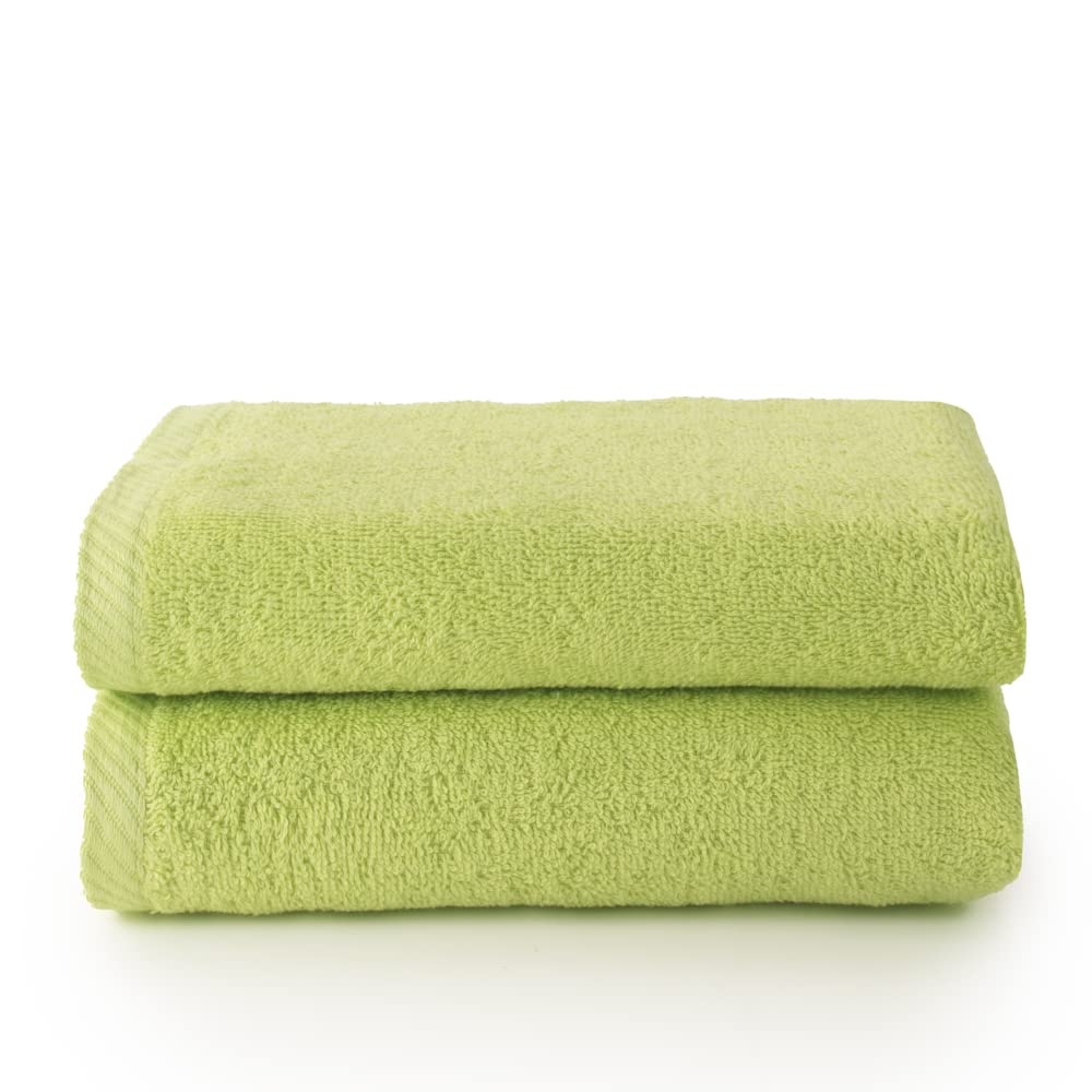 Top Towels - Plus - Large bath towels - Bath towels - 2 hand towels or sink- 50x100cm - 100% cotton - Lime