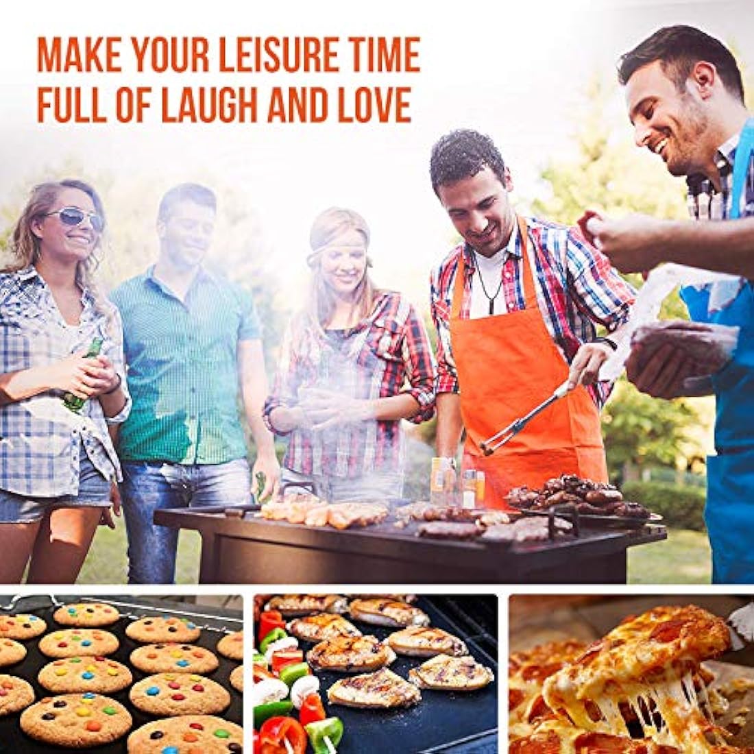 Ankier BBQ Grill Mat, Set of 8 Non Stick BBQ Baking Mats Reusable for Charcoal, Gas or Electric Grill - Easy to Clean, Heat Resistant Barbecue Sheets