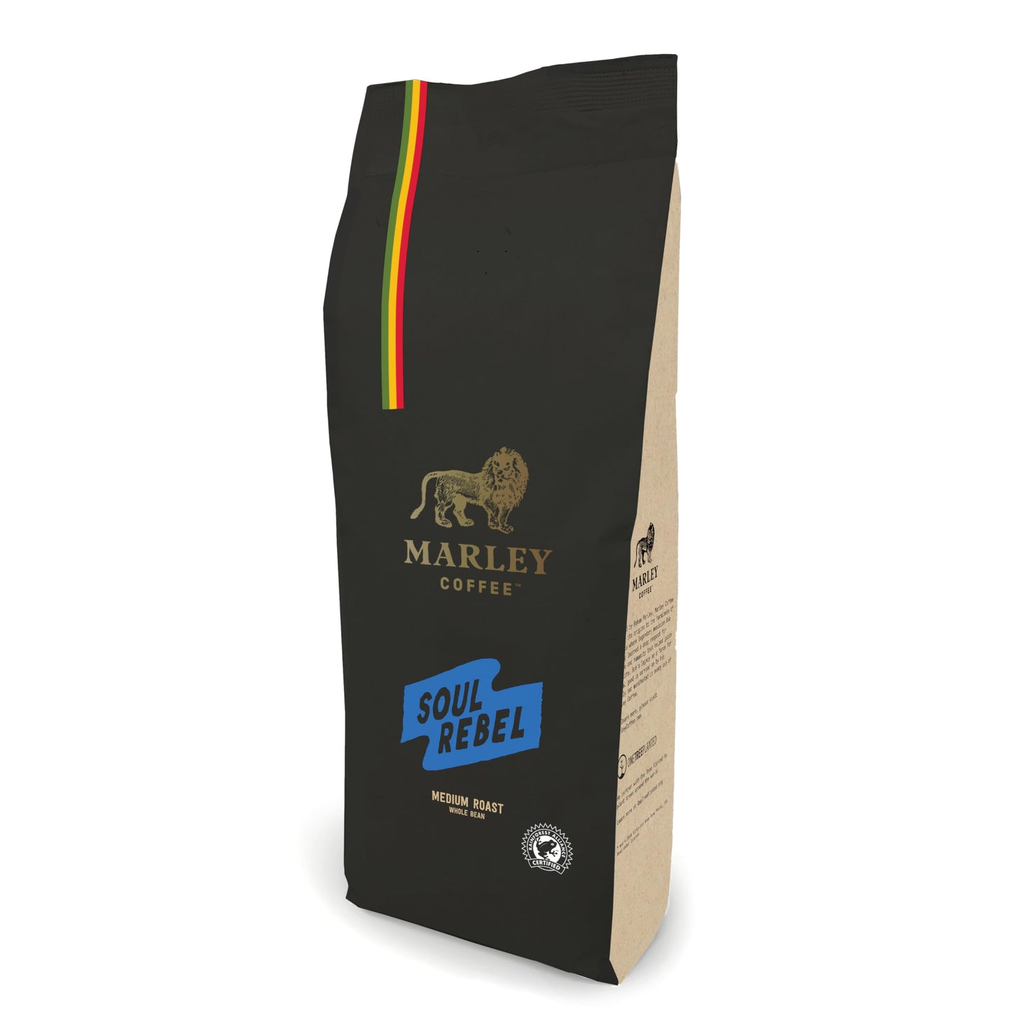 Marley Coffee Medium Roast Coffee Beans 1kg - Soul Rebel Blend - Frrom The Marley Family - Rainforest Alliance Certified - For All Coffee Machines -