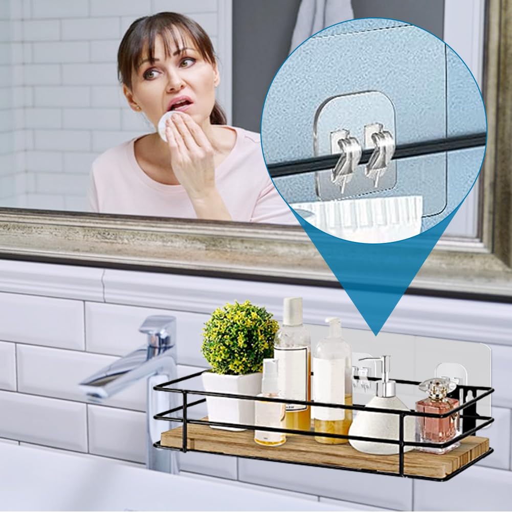 4 Pcs Shower Caddy Adhesive Replacement, Strong Stickers Wall Hooks