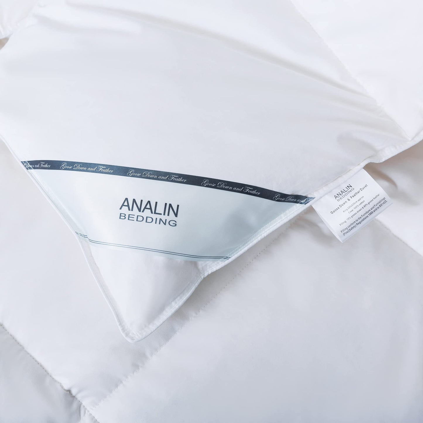 ANALIN King Size Duvet - 13.5 Tog Luxurious Goose Feather & Down Quilt, 50% Down King Size Bed Duvet, 100% Cotton Shell, Anti-dust mite &