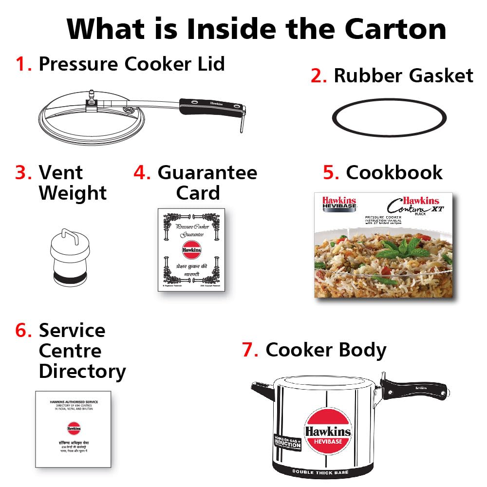 Hawkins Hevibase Induction Compatible Pressure Cooker, 6.5 Litre, Silver (IH65)