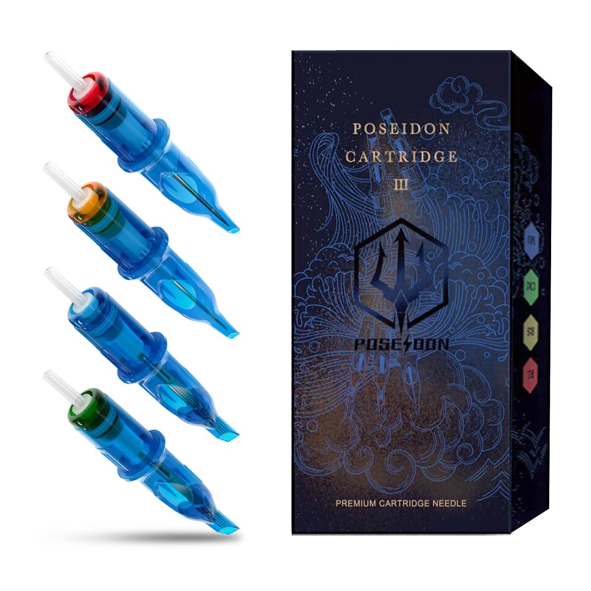 POSEIDON V3 Tattoo Cartridge Needles 30Pcs with Membrane Safety Cartridges Disposable Needle for Tattoo Artists Round Liner 1203RL