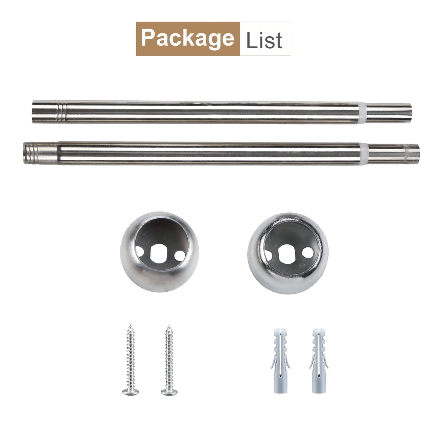 Harrms Wardrobe Rail, Extendable Clothes Rail Silver 71-127cm, Heavy Duty Wardrobe Pole and Fittings for hanging clothes