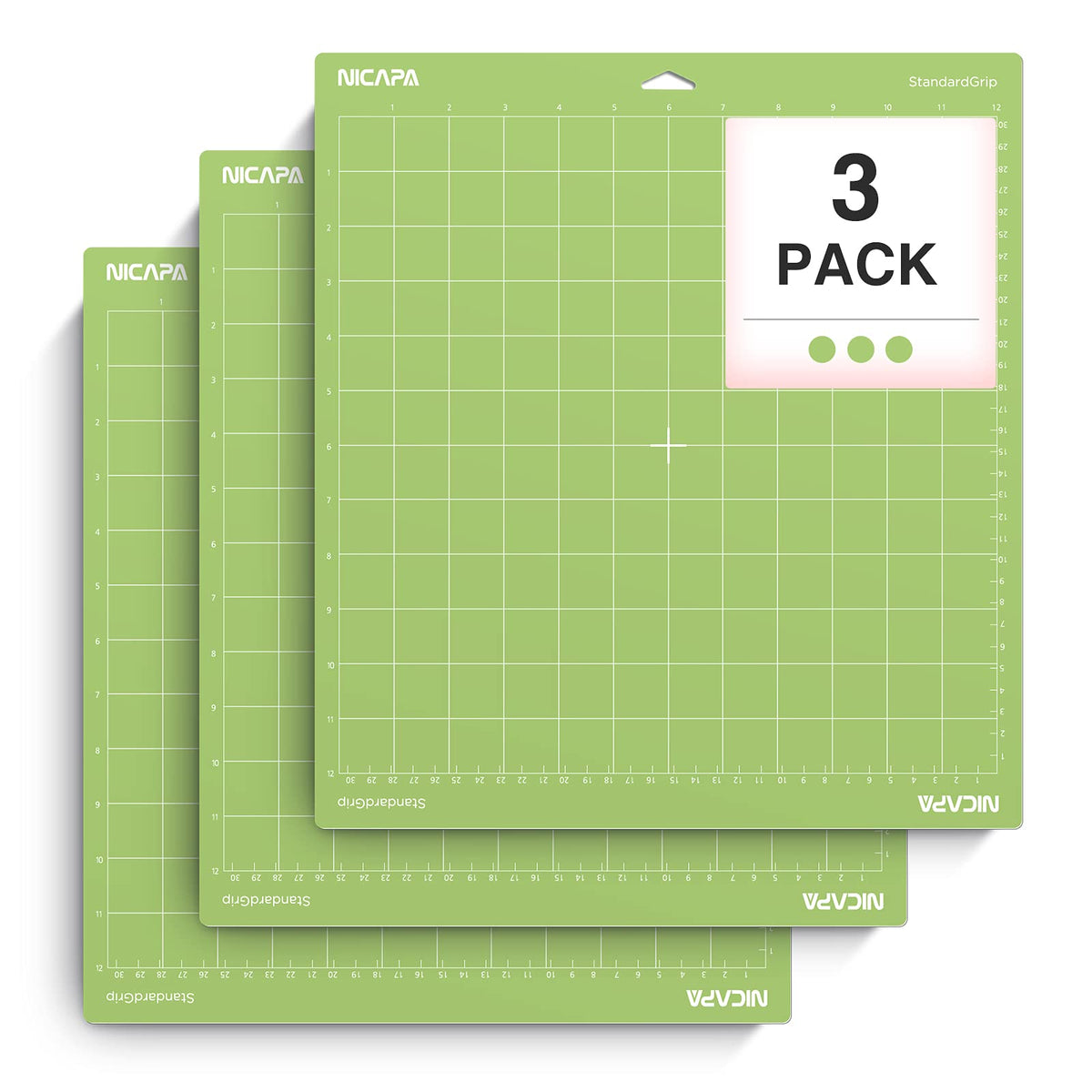 Nicapa Replacement Standardgrip Cutting Mat for Cricut Maker /Explore 3/Air 2/Air/One12x12 inch,3pack Adhesive Replacement Accessories Cutting Matts