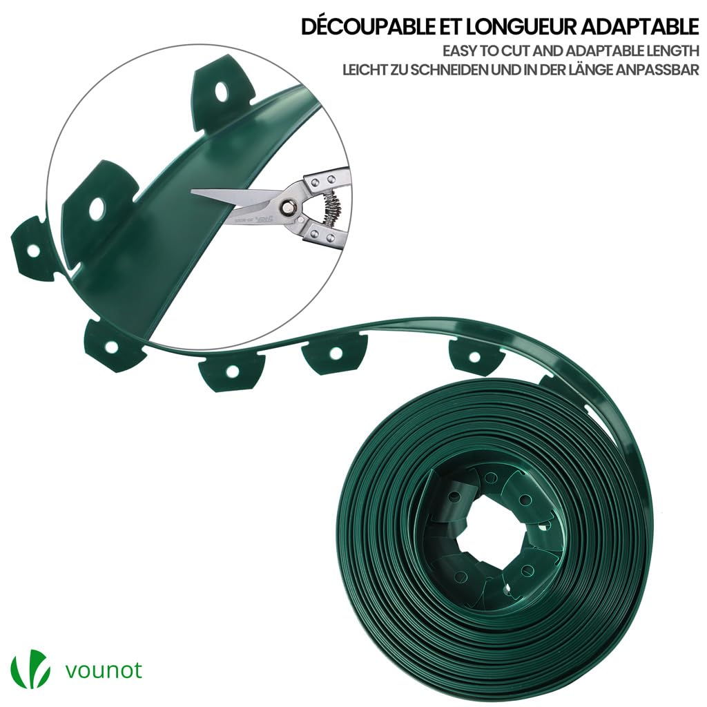 VOUNOT? 40m Flexible Lawn Garden Edging Border, Plastic Grass Path Edging with 80 Reinforced Securing Pegs, Height 5cm, Green
