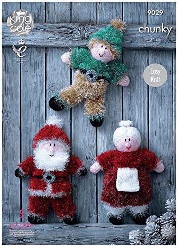 King ColeTinselChunky Easy Knit Santa Mrs Claus Elf Christmas Toys 9029