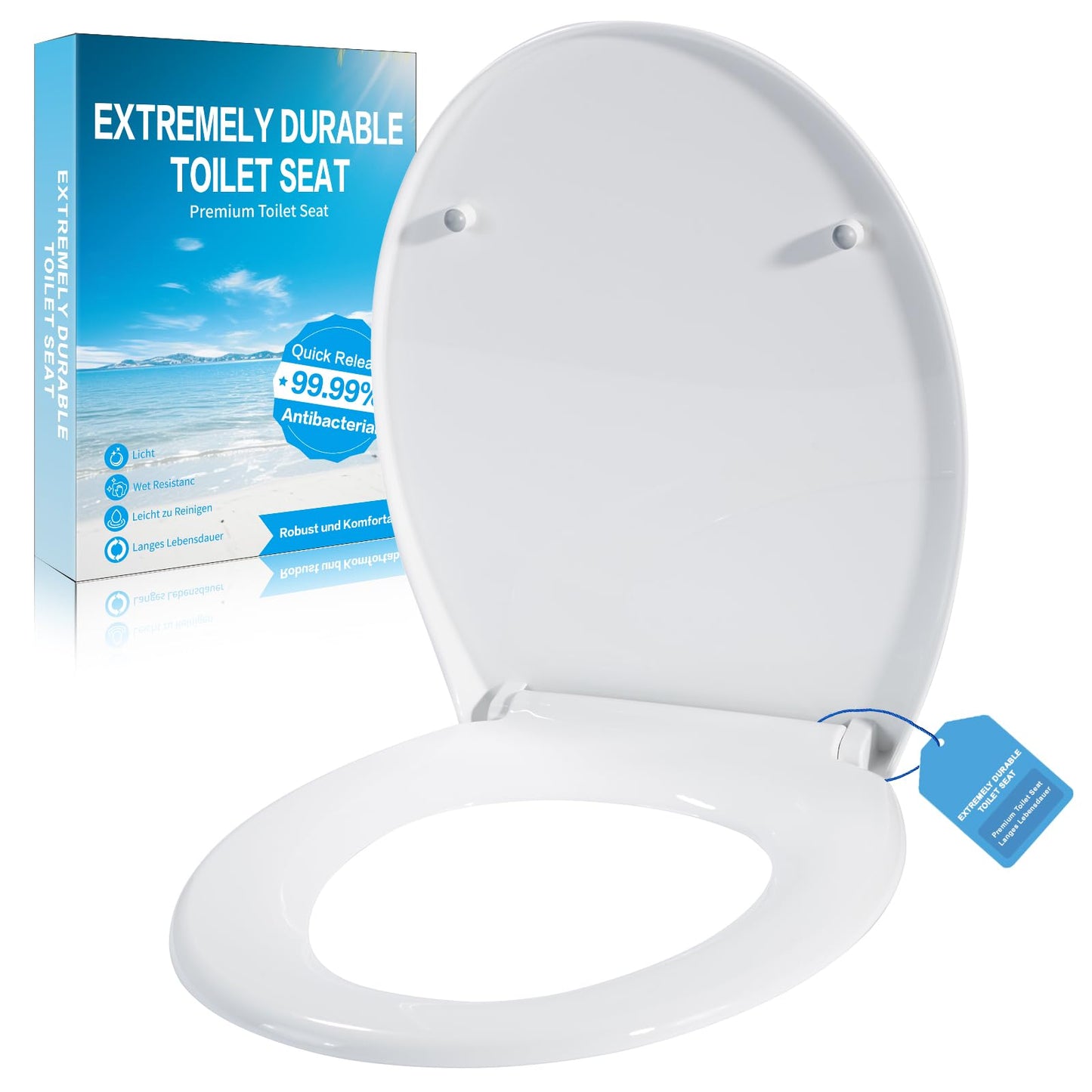 Premium Thermoplastic Family Toilet Seat Hard-Wearing Seat Toilet Quick Release Function and Soft Close-Easy Assembly Toilet Lid Made of Upgradeplast