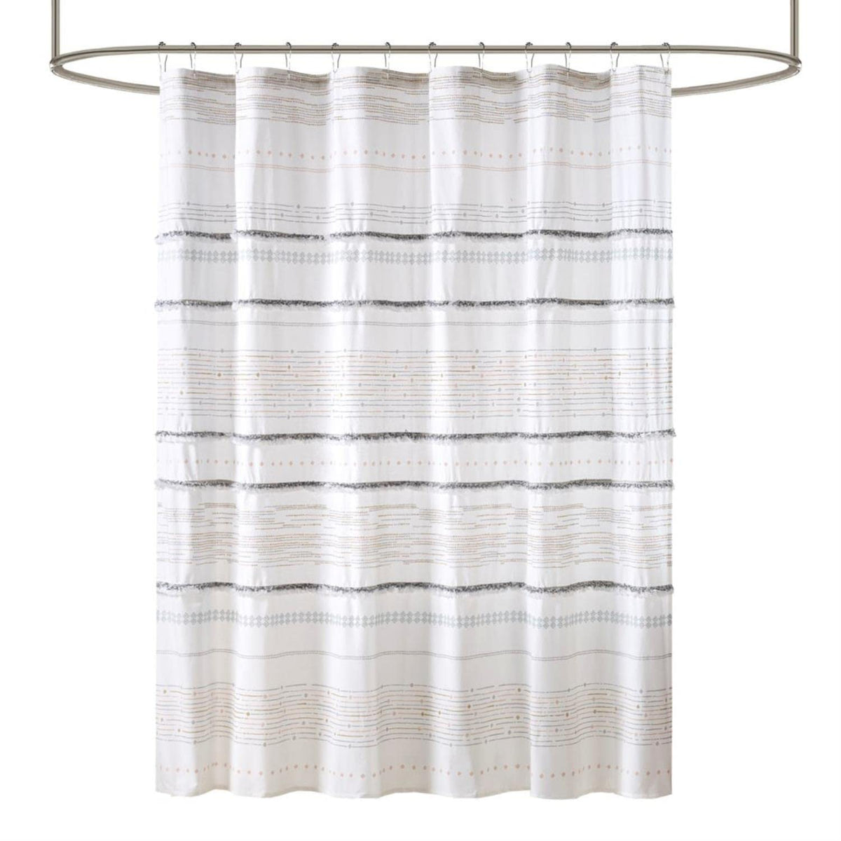 INK+IVY NEA 100% Cotton Shower Curtain Boho Tassels, Multi-Color Stripe Print Machine Washable, Modern Home Bathroom D?cor Bathtub Privacy Screen, 72"