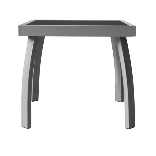 Jarder Garden Coffee Side Snack Table | Square | Aluminium & Tempered Glass | Patio Outdoor