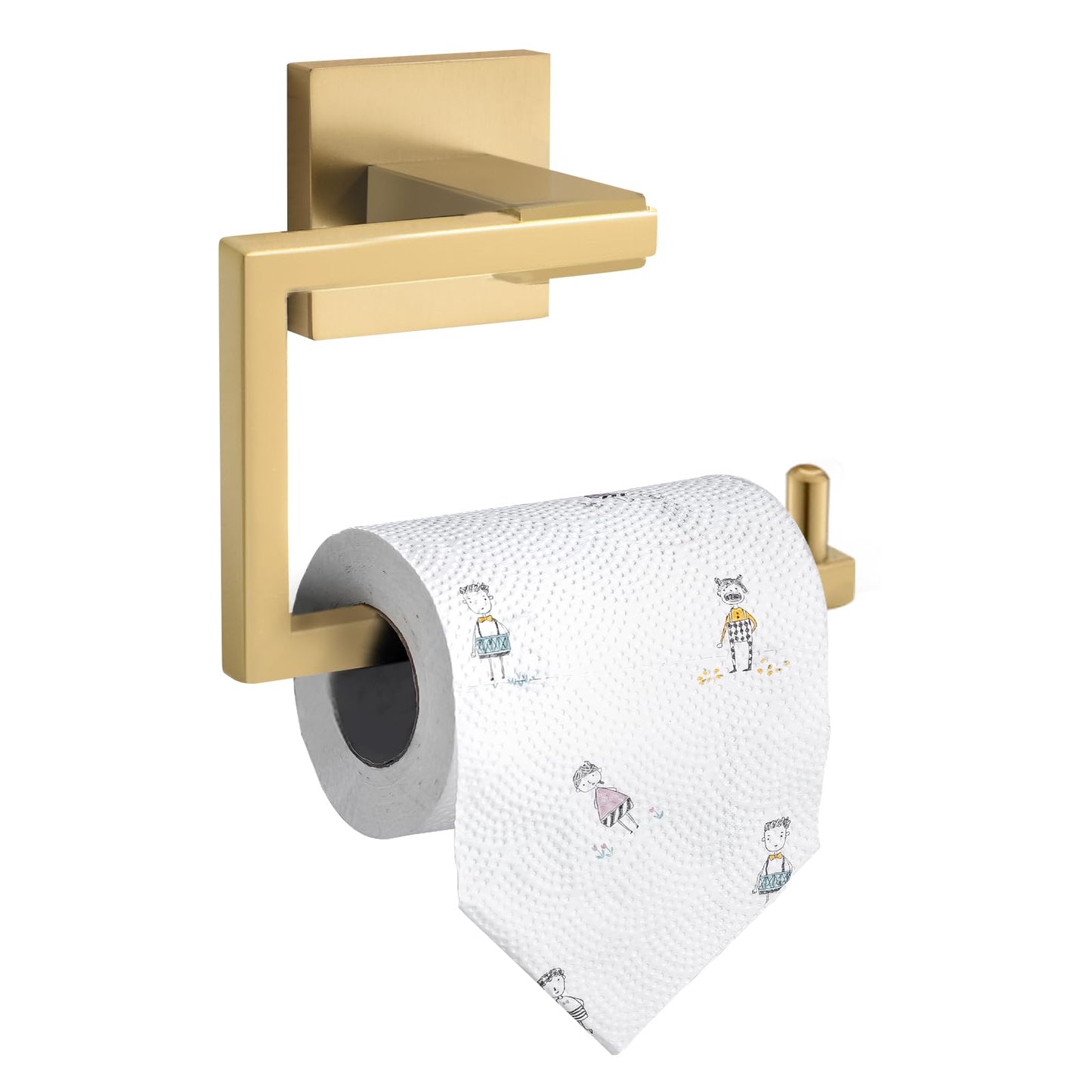 TURS Toilet Roll Holder 304 Stainless Steel Waterproof Toilet Paper Holder Wall Mounted Chrome Toilet Roll Holder for Bedroom Brushed Gold Finish