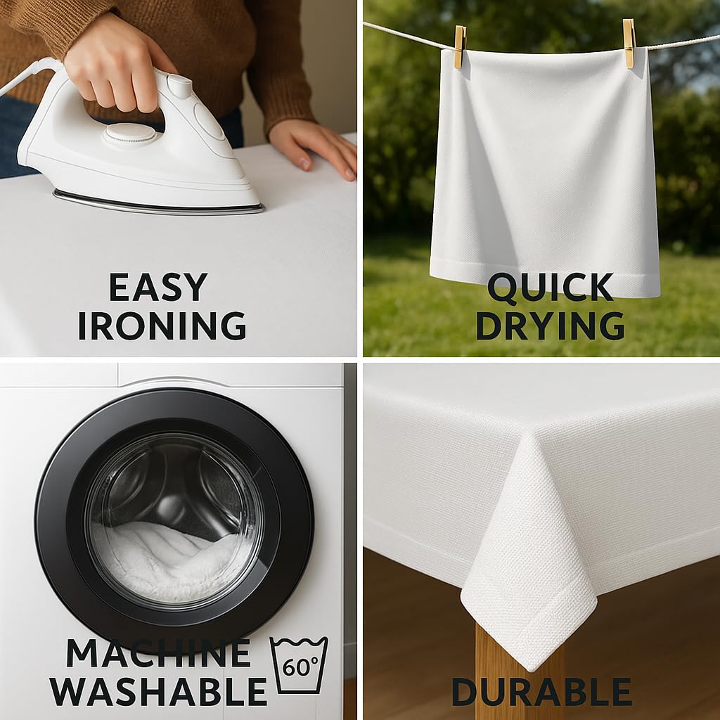 Table Runner Made of Minimate Fabric Modern, Smooth, Wide Hem, Non-Iron, Durable, Washable up to 60°C, Can be Tumble Dried. Kitchen and Living Room