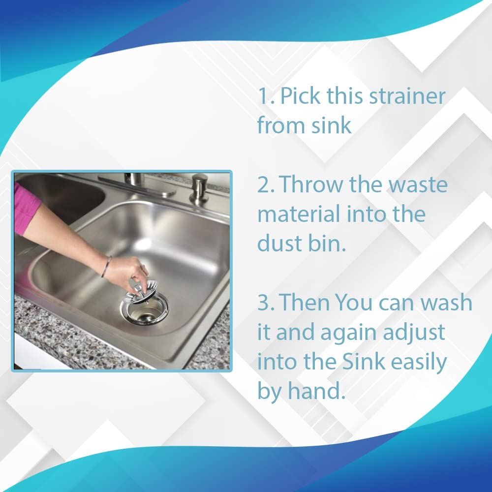 Stainless Steel Kitchen Sink Plug Strainer – Rust Free Kitchen Sink Strainer - Sink Plug Replacement for Food and Hole Hair Catcher