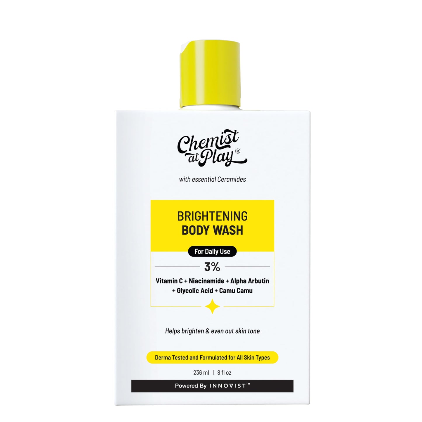 Chemist at Play Brightening Body Wash | Glowing Skin Vitamin C Bodywash | Helps to Reduce Fades Dark Spots, Evens out Skin Tone | Alpha Arbutin | 30X