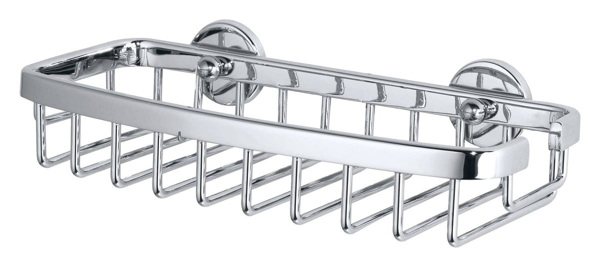tesa Aluxx Small Shower Basket, high Gloss Chromed Aluminum, self-Adhesive, Adhesive mounting Technology, 50mm x 220mm x 102mm