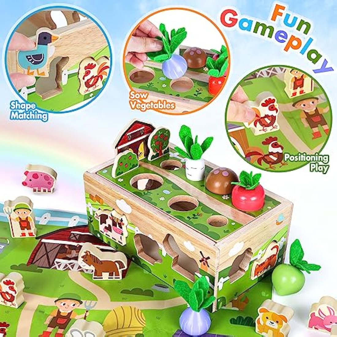 Montessori Wooden Sensory Toddler Toys: Toy for 1 2 3 Year Old Boys Girls | 1st Birthday Baby Gifts for 1-2 Year Olds | Babies 12+ Months Educational Learning Present Easter Gift Fine Motor Skills